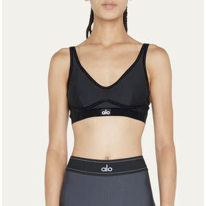 Alo Yoga Airlift Line Up Sports Bra Black Womens Small